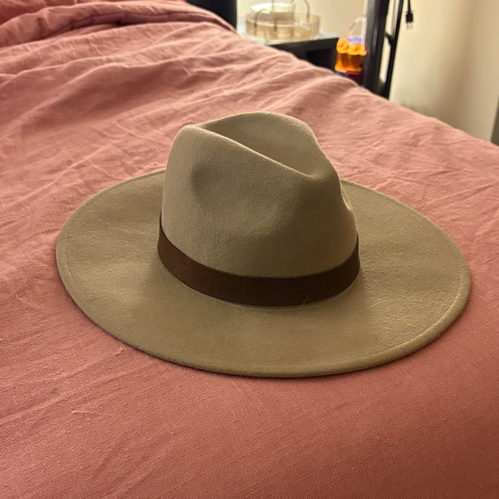Free People Tan Fedora with Brown Band